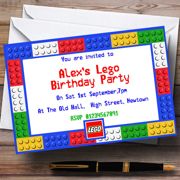 Lego Bricks Customised Birthday Party Invitations