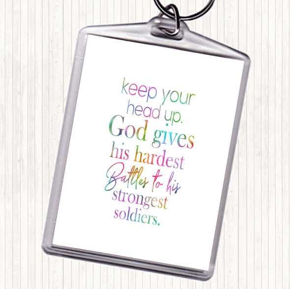 Head Up Rainbow Quote Keyring