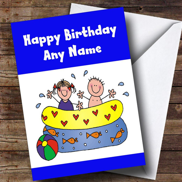 Swimming And Splashing Customised Children's Birthday Card