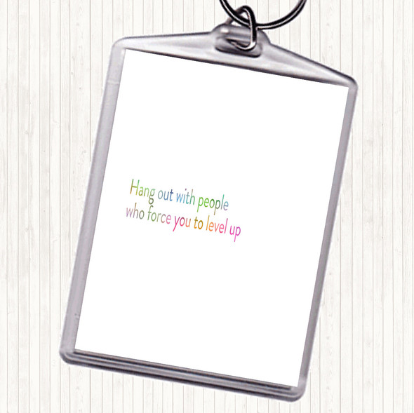 Level Up Rainbow Quote Keyring