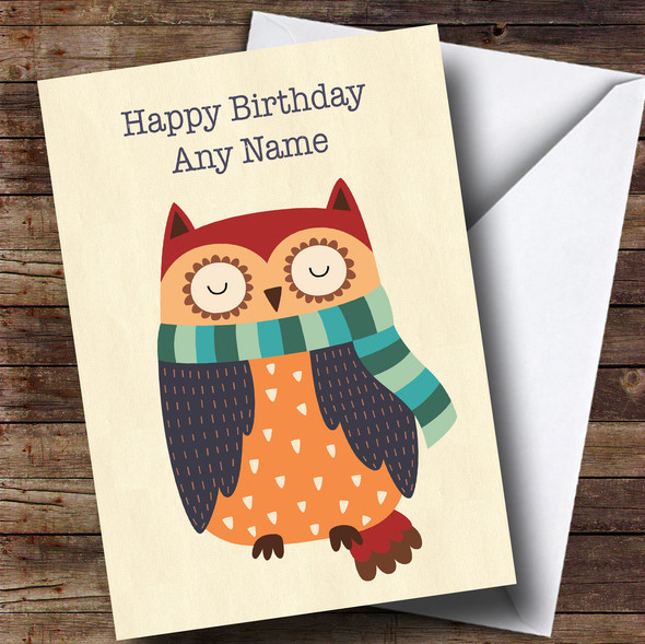 Autumn Owl Customised Birthday Card