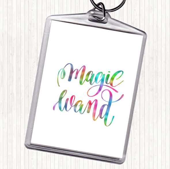 Magic Wand Rainbow Quote Keyring