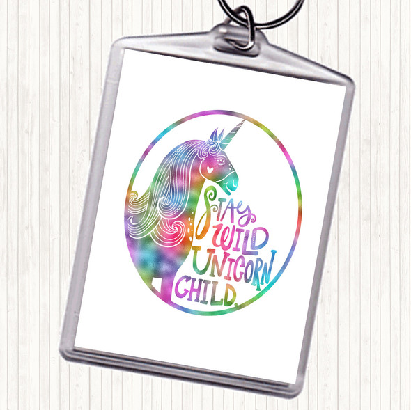 Wild Unicorn Stay Rainbow Quote Keyring