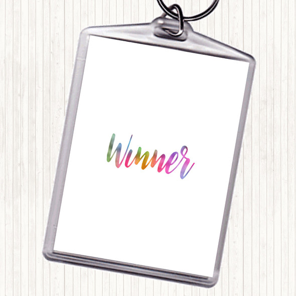 Winner Rainbow Quote Keyring