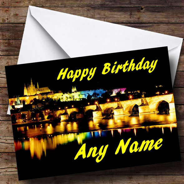 Prague At Night Customised Birthday Card