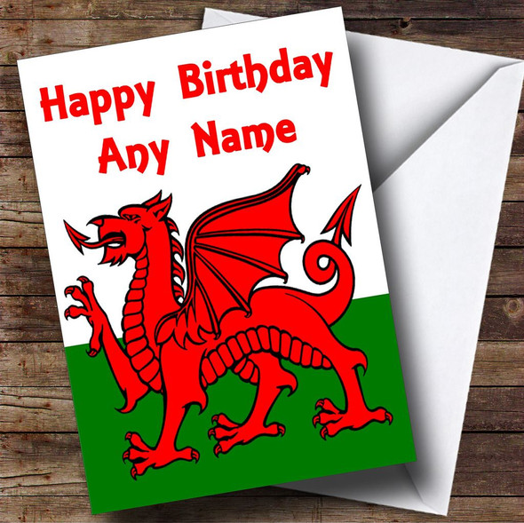 Welsh Flag Wales Customised Birthday Card