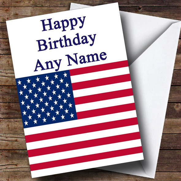 Usa American Flag Customised Birthday Card