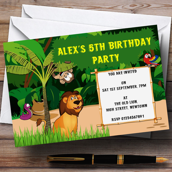 Cheeky Jungle Safari Animals Theme Customised Birthday Party Invitations