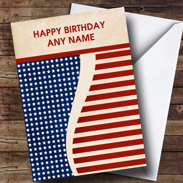 Vintage USA Flag Customised Birthday Card