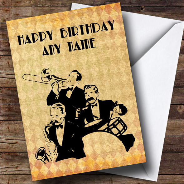 Retro Band Playing Customised Birthday Card