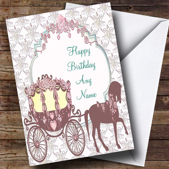 Shabby Chic Vintage Horse And Carriage Customised Birthday Card