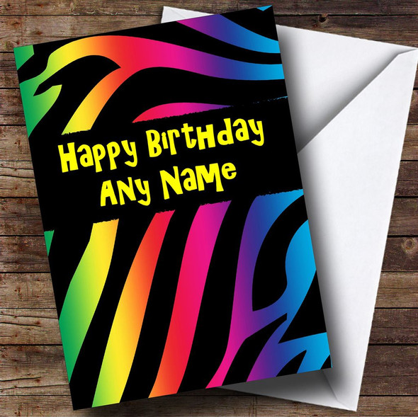 Animal Tiger Print Colourful Customised Birthday Card