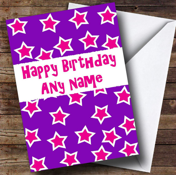 Purple And Magenta Stars Customised Birthday Card