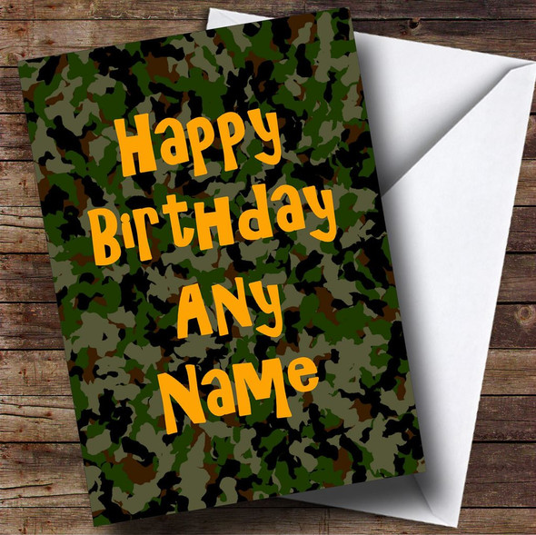 Camouflage Army Soldier Customised Birthday Card