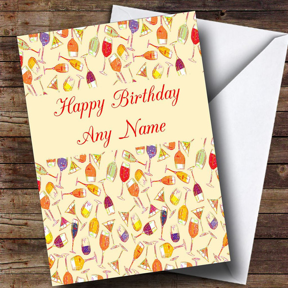 Glasses Of Wine Customised Birthday Card