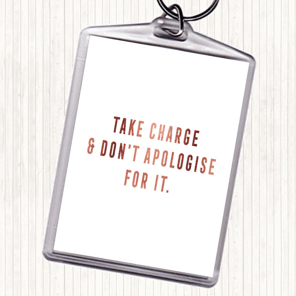 Rose Gold Take Charge Quote Keyring