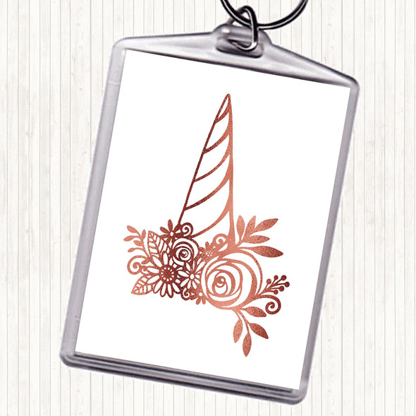 Rose Gold Unicorn Horn Quote Keyring