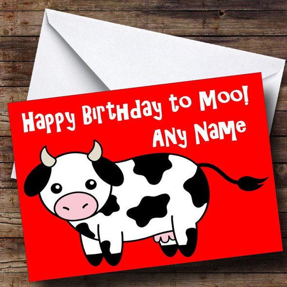 Cow Cartoon Funny Customised Birthday Card