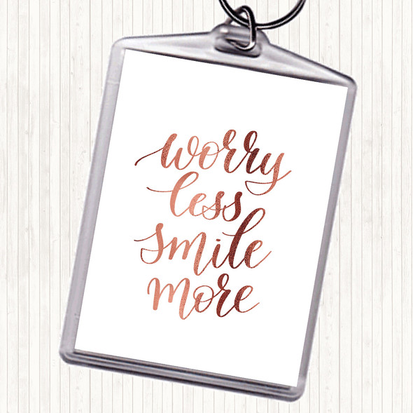 Rose Gold Worry Less Quote Keyring