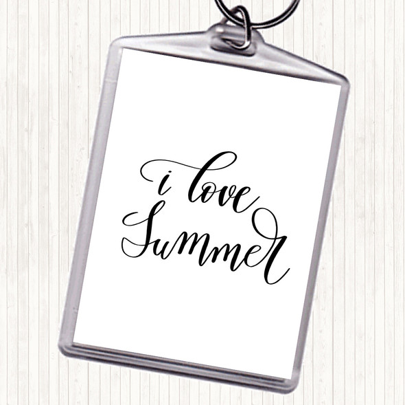 White Black I Love Summer Quote Keyring
