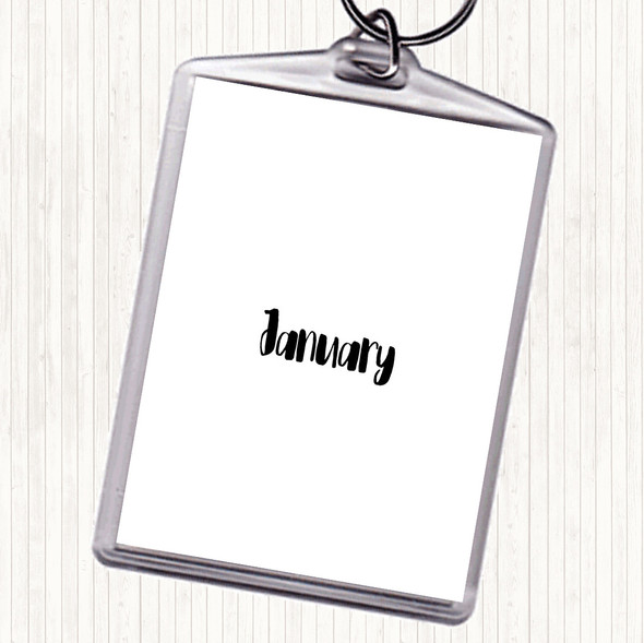 White Black January Quote Keyring