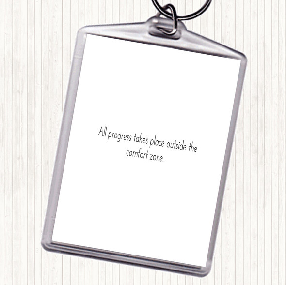 White Black Outside The Comfort Zone Quote Keyring