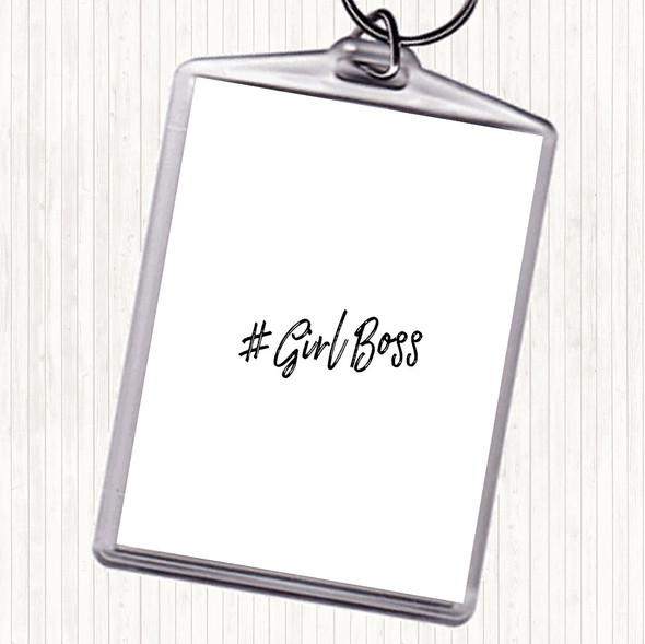 White Black Girl Boss Quote Keyring