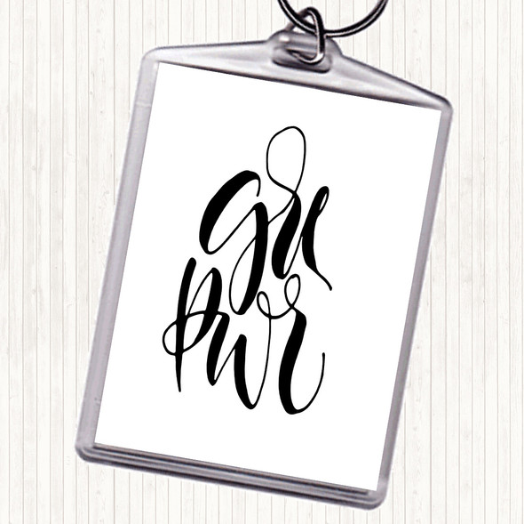 White Black Girl Power Text Quote Keyring