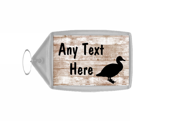 Duck Shabby Wooden Effect Keyring