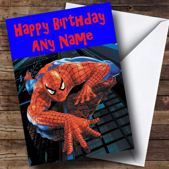 Spiderman Climbing Customised Birthday Card