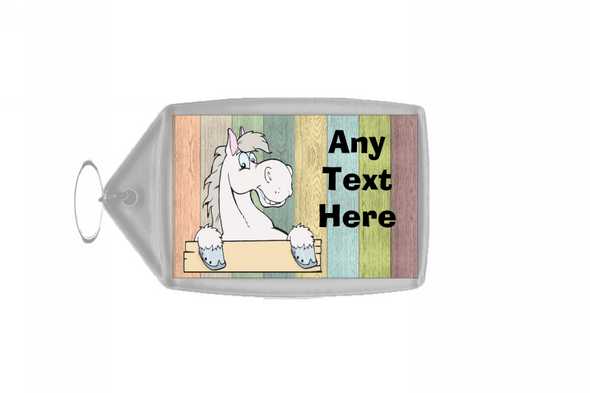 Grey Horse Coloured Keyring