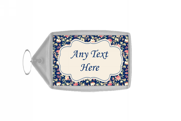 Pretty Navy Rose Large Keyring