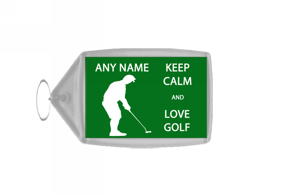 Keep Calm And Love Golf Large Keyring