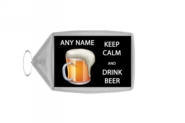 Keep Calm And Drink Beer Large Keyring