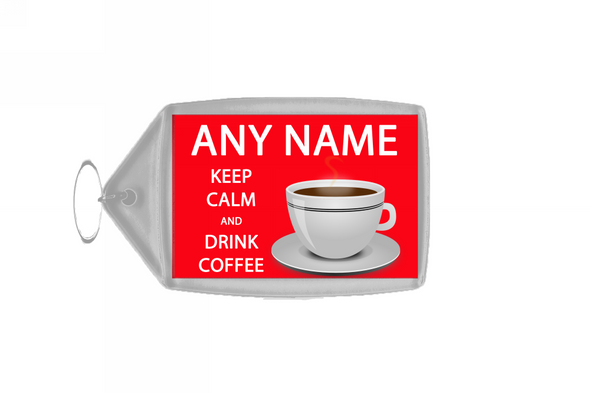 Keep Calm And Drink Coffee Red Large Keyring