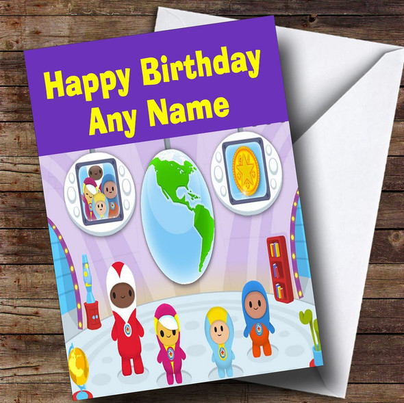 Go Jetters Purple Customised Children's Birthday Card