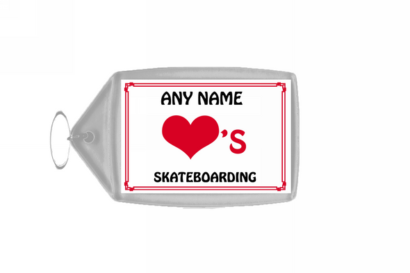 Love Heart Skateboarding Keyring