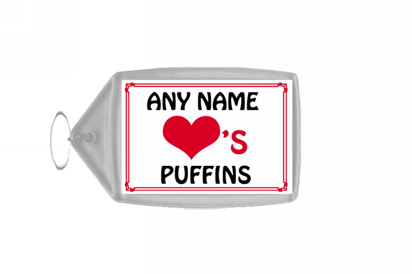 Love Heart Puffins Keyring