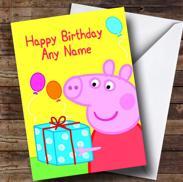 Customised Peppa Pig Yellow Children's Birthday Card