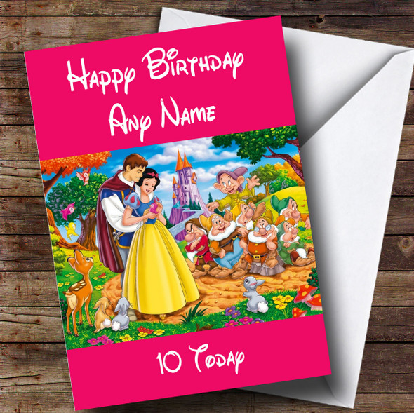 Customised Pink Snow White Children's Birthday Card