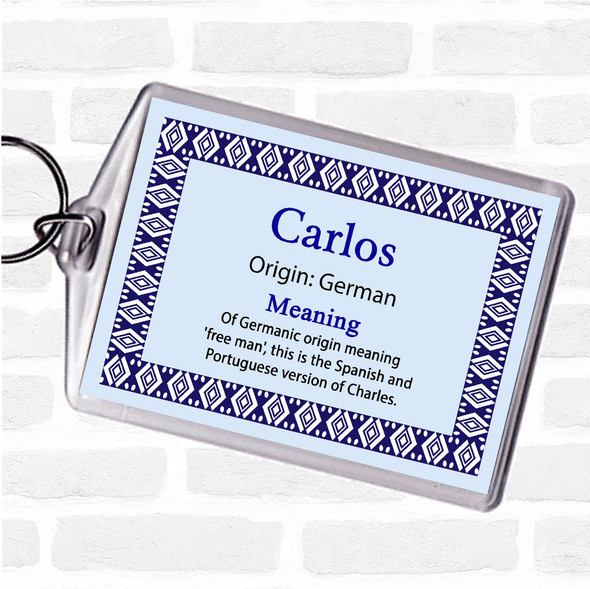 Carlos Name Meaning Keyring Blue