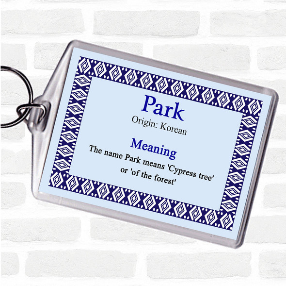 Park Name Meaning Keyring Blue