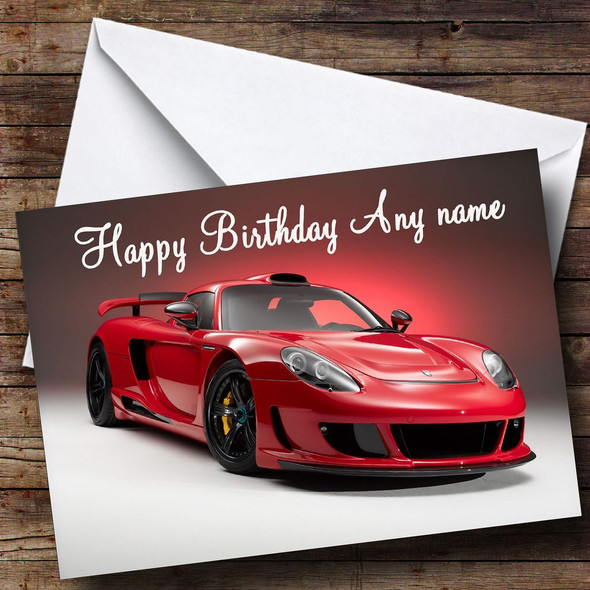 Porsche Carrera Gt Red Customised Birthday Card