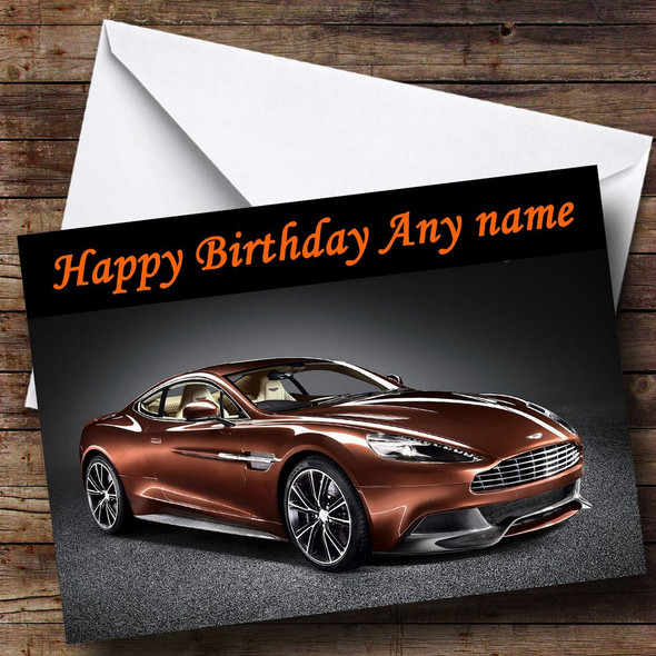 Bronze Aston Martin Vanquish Customised Birthday Card