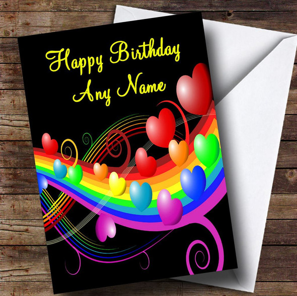 Rainbow And Hearts Romantic Customised Birthday Card