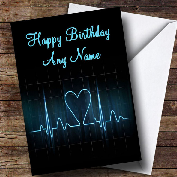 Heart Beat Monitor Romantic Customised Birthday Card