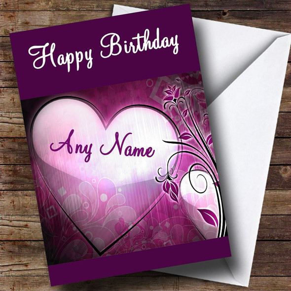 Purple Heart Romantic Customised Birthday Card