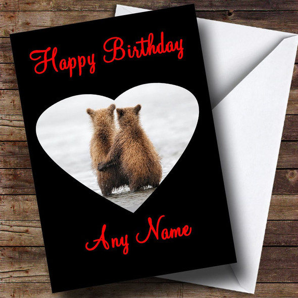 Cuddling Bears Romantic Customised Birthday Card