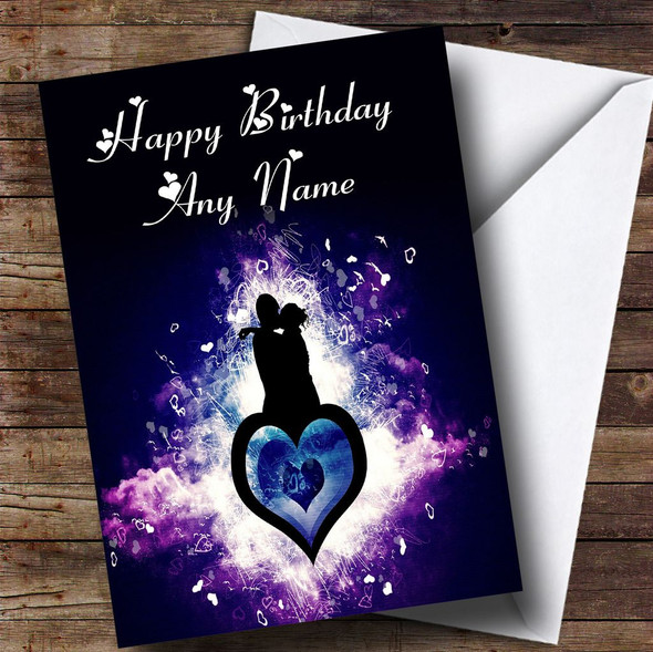 Purple Lovers Romantic Customised Birthday Card