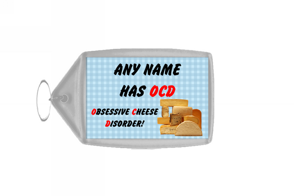 Funny Obsessive Disorder Cheese Blue Large Keyring